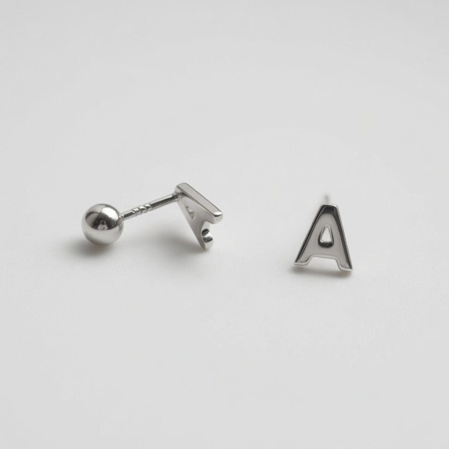 925 Sterling Silver Personalised Initial Letter Stud Earrings