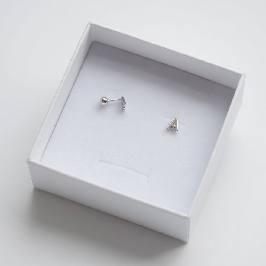 925 Sterling Silver Personalised Initial Letter Stud Earrings