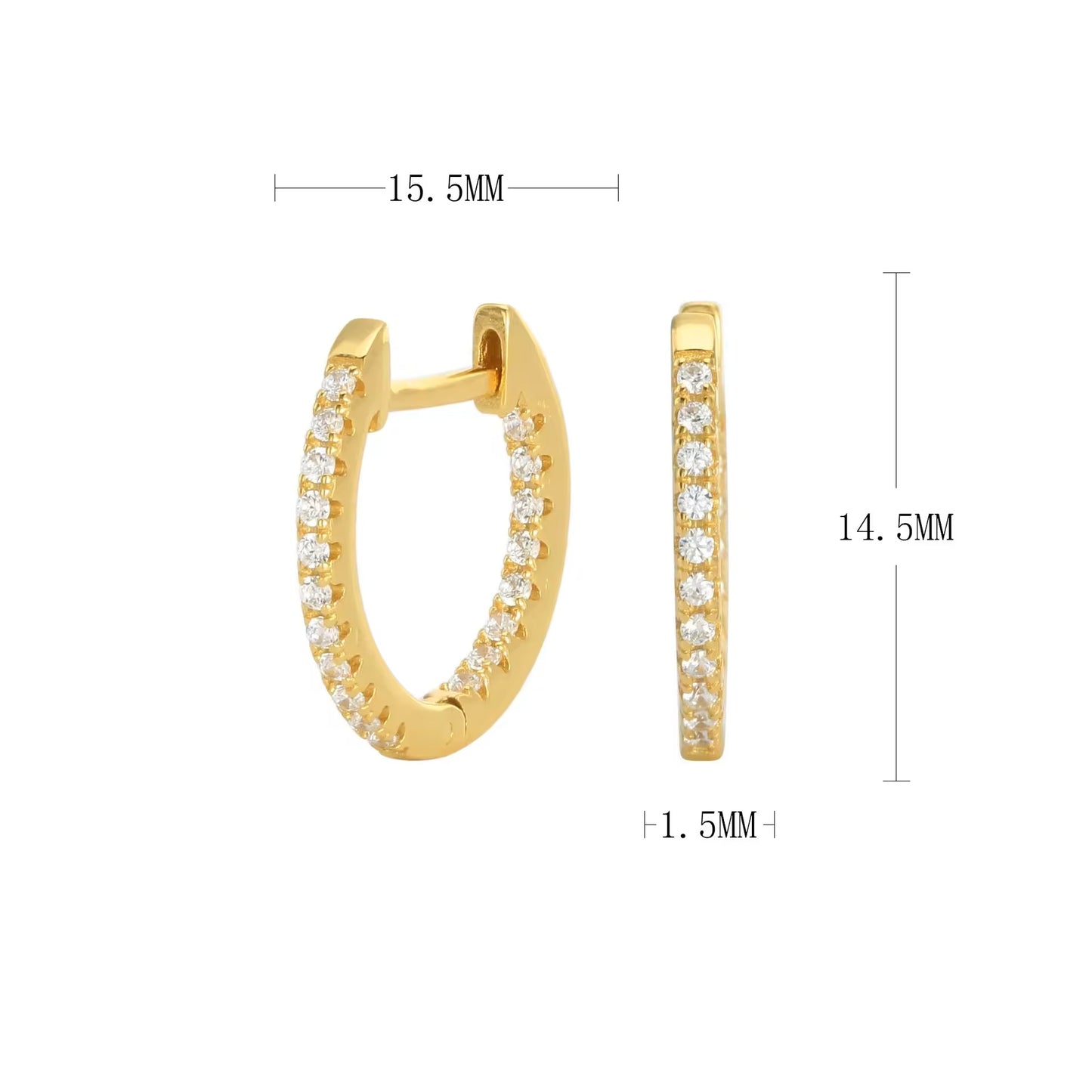14ct Gold Crystal Hoop Earrings