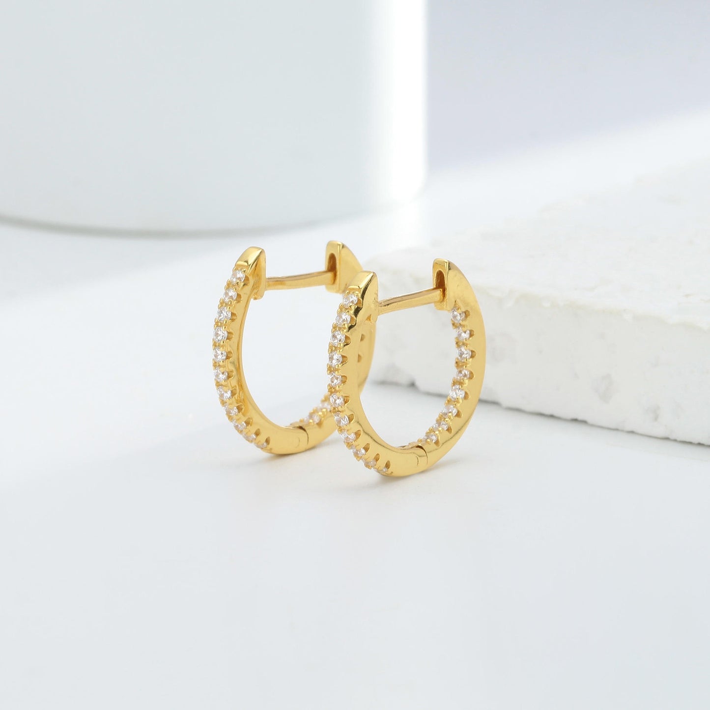 14ct Gold Crystal Hoop Earrings