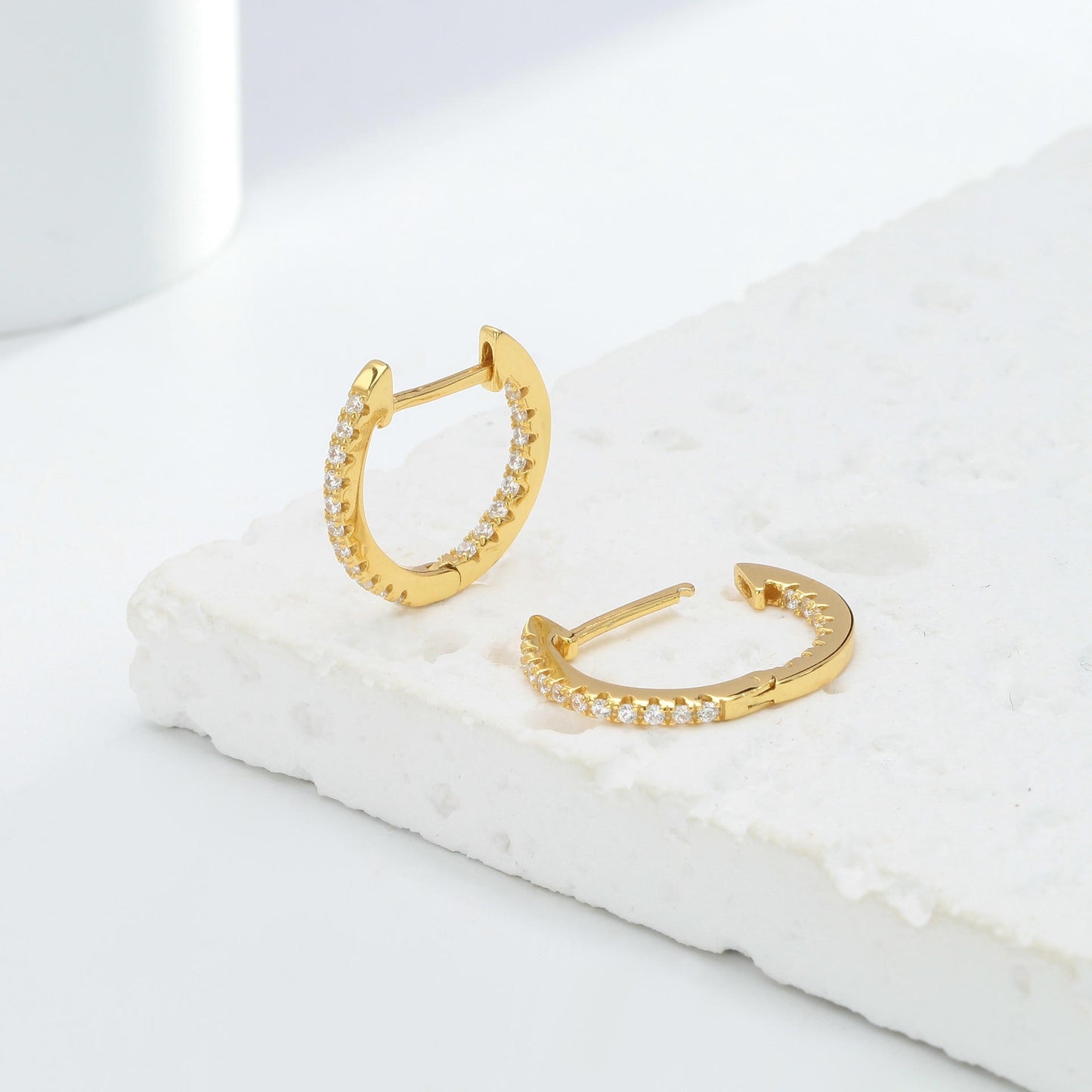 14ct Gold Crystal Hoop Earrings