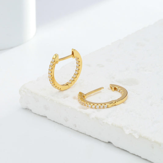 14ct Gold Crystal Hoop Earrings