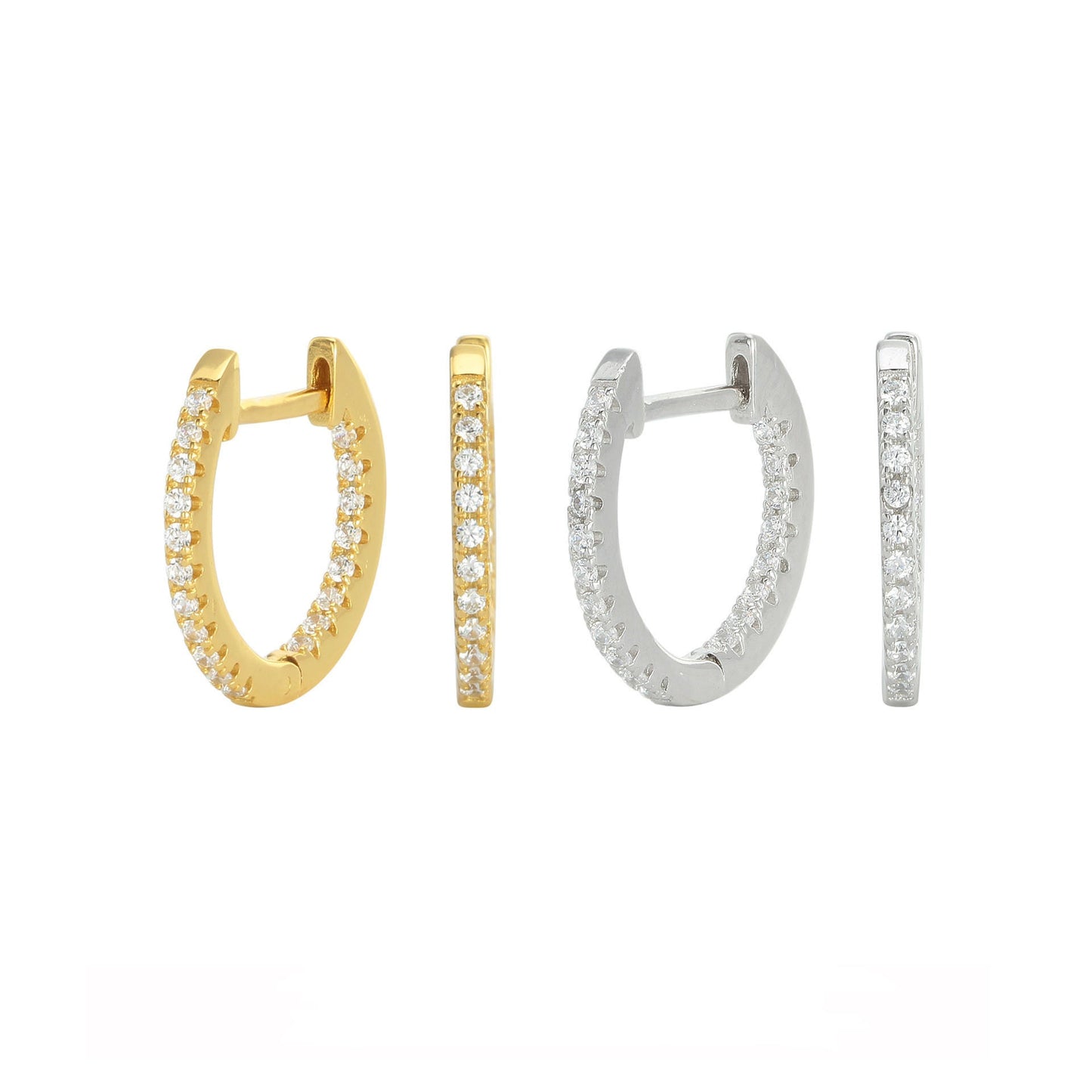 925 Sterling Silver Crystal Hoop Earrings