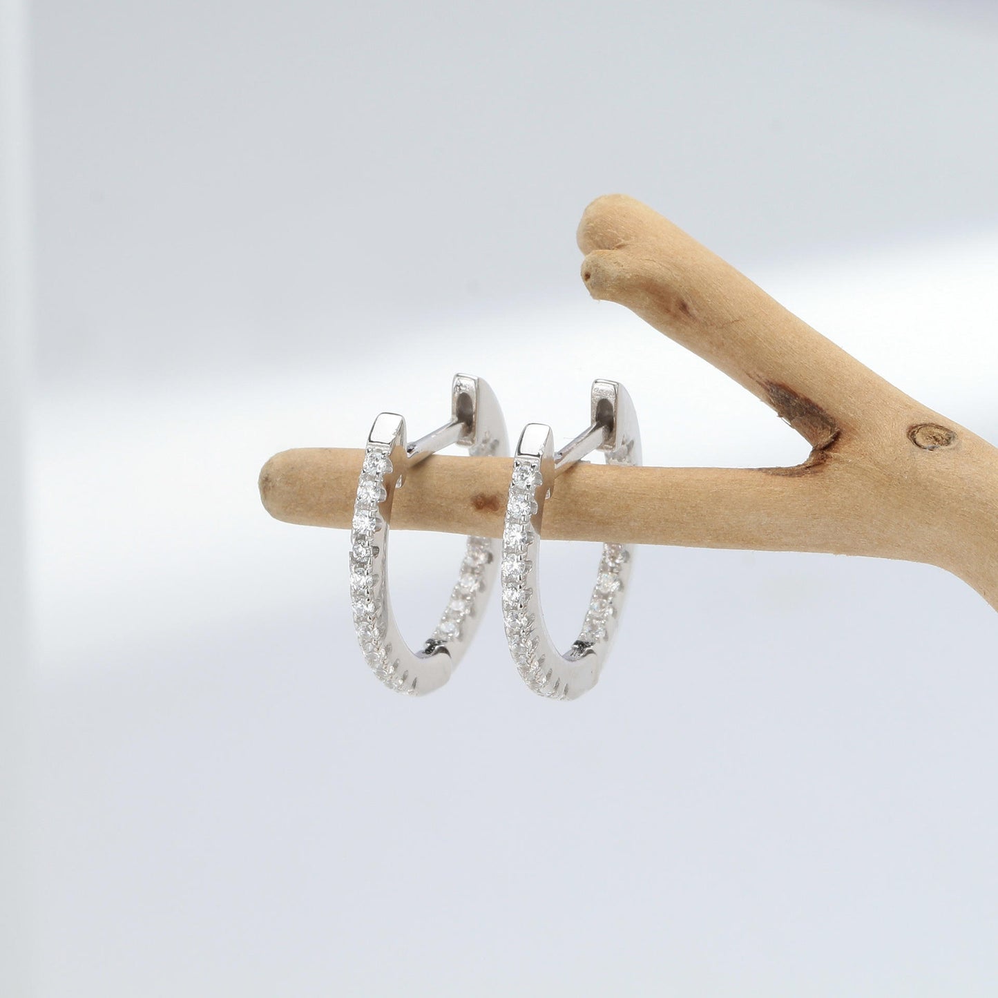 925 Sterling Silver Crystal Hoop Earrings