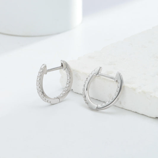 925 Sterling Silver Crystal Hoop Earrings