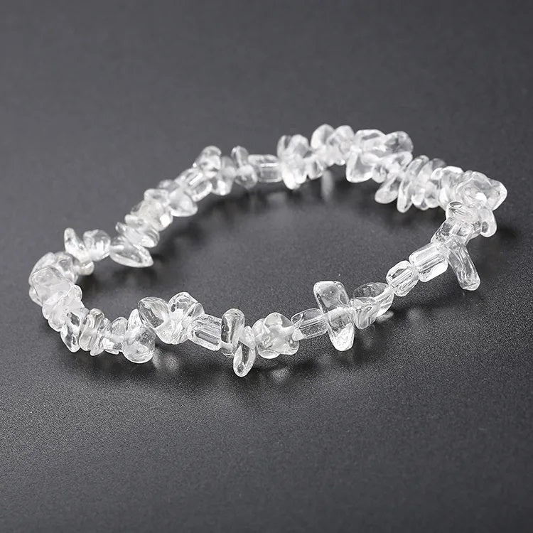 Agnes and Simon natural clear quartz crystal chip stretch bracelet